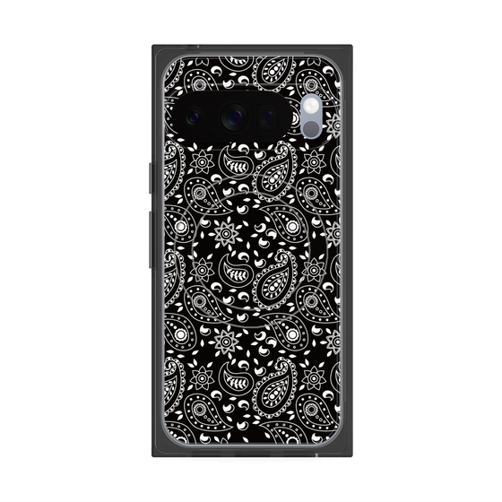 プレミアムスクエアケース with Pixelsnap［ ペイズリー - Black ］