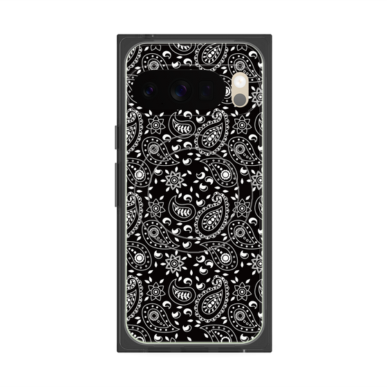 プレミアムスクエアケース with Pixelsnap［ ペイズリー - Black ］