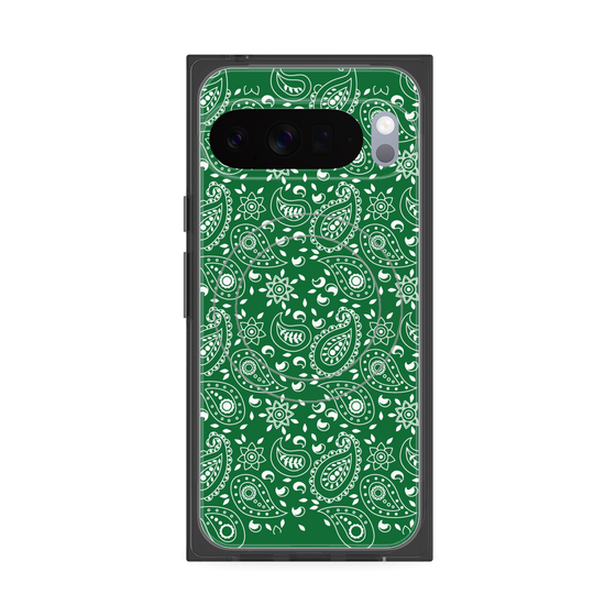プレミアムスクエアケース with Pixelsnap［ ペイズリー - Green ］
