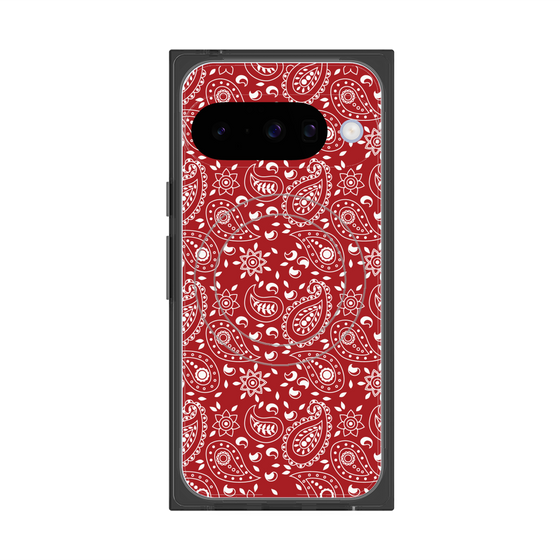 プレミアムスクエアケース with Pixelsnap［ ペイズリー - Red ］