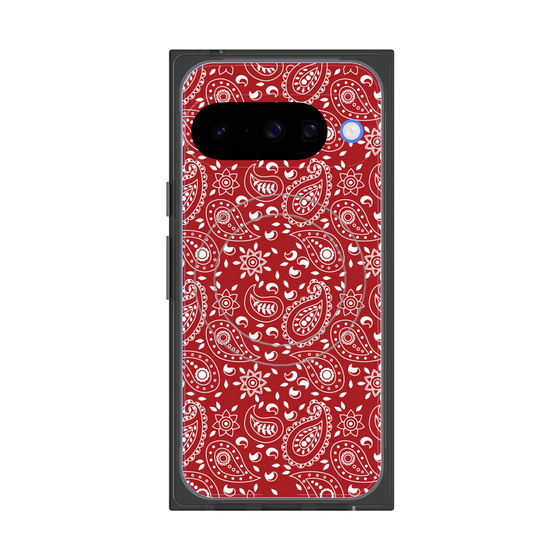 プレミアムスクエアケース with Pixelsnap［ ペイズリー - Red ］