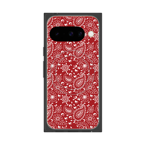 プレミアムスクエアケース with Pixelsnap［ ペイズリー - Red ］