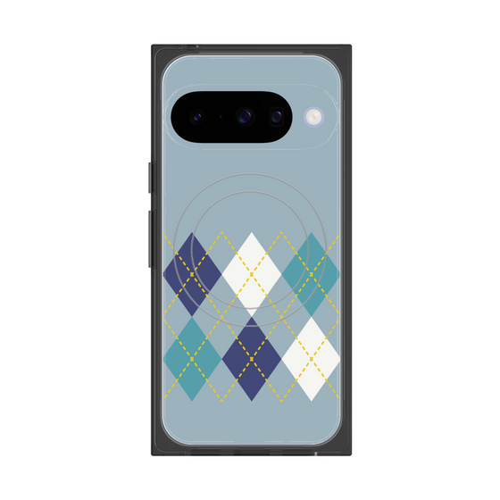 プレミアムスクエアケース with Pixelsnap［ Nordic Argyle - Blue ］