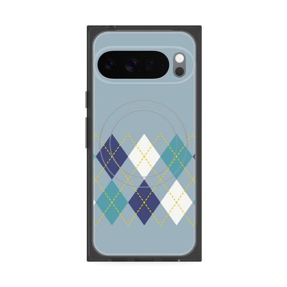 プレミアムスクエアケース with Pixelsnap［ Nordic Argyle - Blue ］