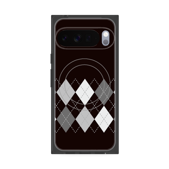 プレミアムスクエアケース with Pixelsnap［ Nordic Argyle - Black ］