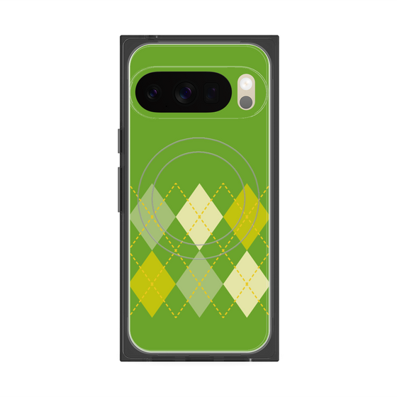 プレミアムスクエアケース with Pixelsnap［ Nordic Argyle - Green ］