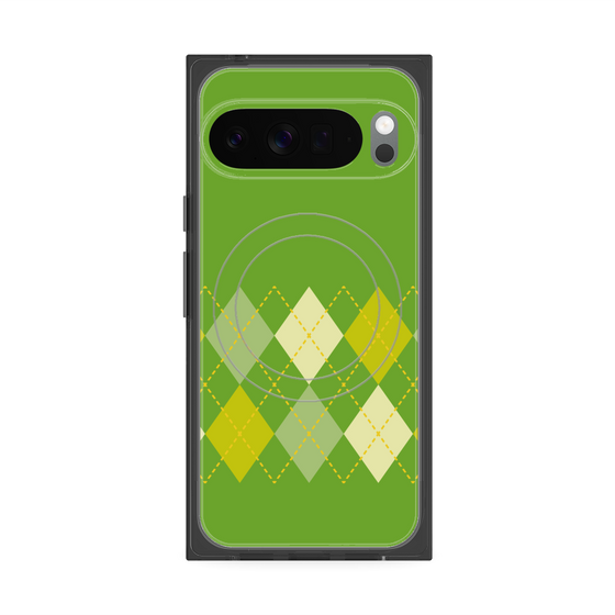 プレミアムスクエアケース with Pixelsnap［ Nordic Argyle - Green ］