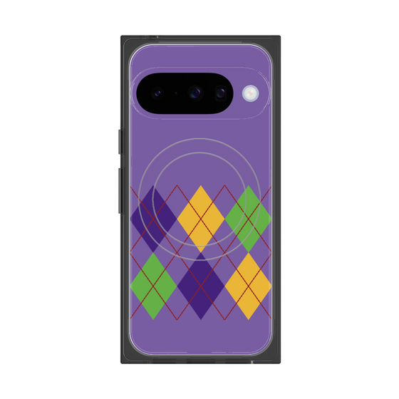 プレミアムスクエアケース with Pixelsnap［ Nordic Argyle - Purple ］