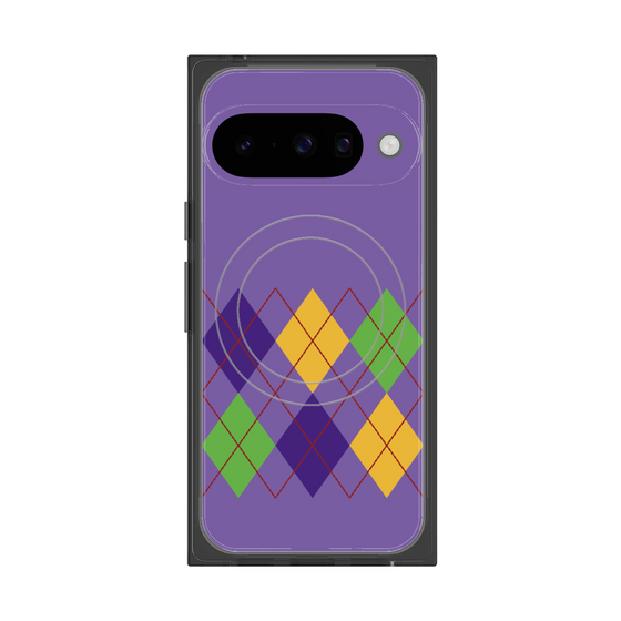 プレミアムスクエアケース with Pixelsnap［ Nordic Argyle - Purple ］