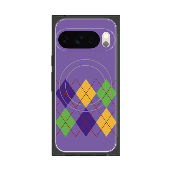 プレミアムスクエアケース with Pixelsnap［ Nordic Argyle - Purple ］