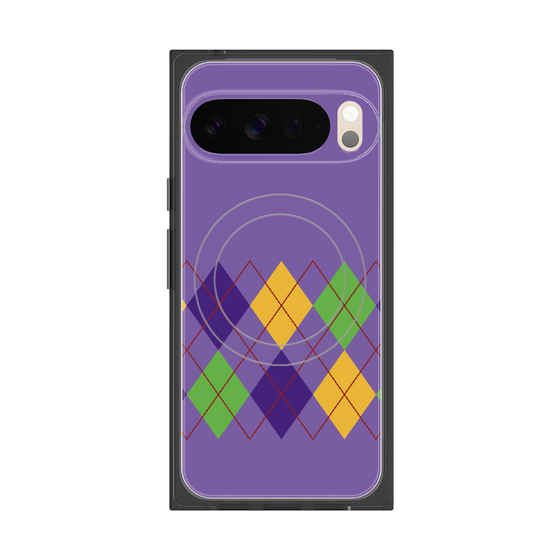 プレミアムスクエアケース with Pixelsnap［ Nordic Argyle - Purple ］