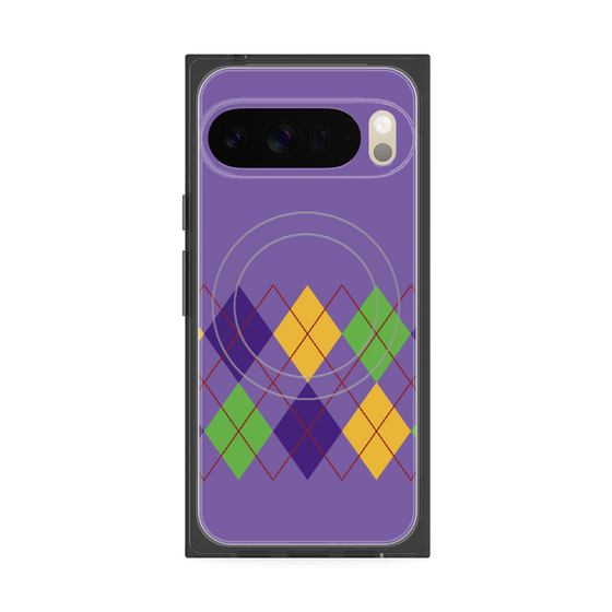 プレミアムスクエアケース with Pixelsnap［ Nordic Argyle - Purple ］