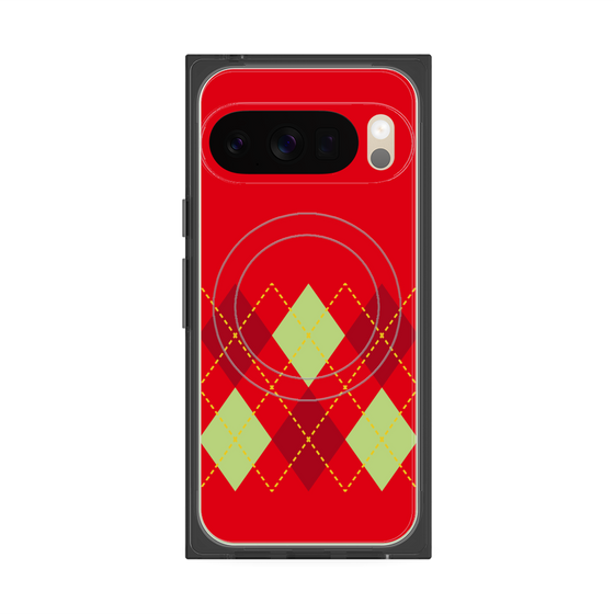 プレミアムスクエアケース with Pixelsnap［ Nordic Argyle - Red ］