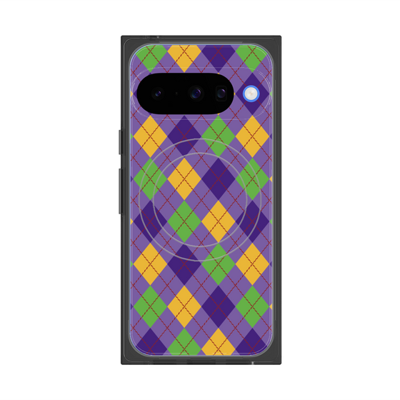 プレミアムスクエアケース with Pixelsnap［ Argyle - Purple ］