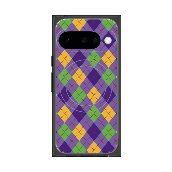 プレミアムスクエアケース with Pixelsnap［ Argyle - Purple ］
