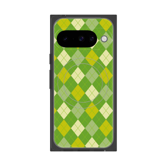 プレミアムスクエアケース with Pixelsnap［ Argyle - Green ］