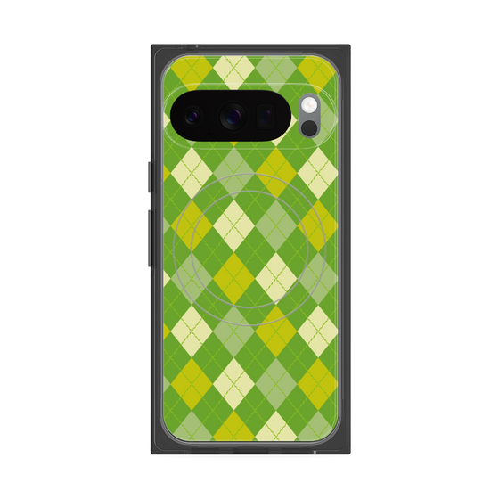 プレミアムスクエアケース with Pixelsnap［ Argyle - Green ］