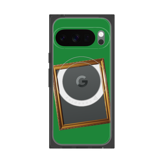 プレミアムスクエアケース with Pixelsnap［ Photo Frame - Green ］