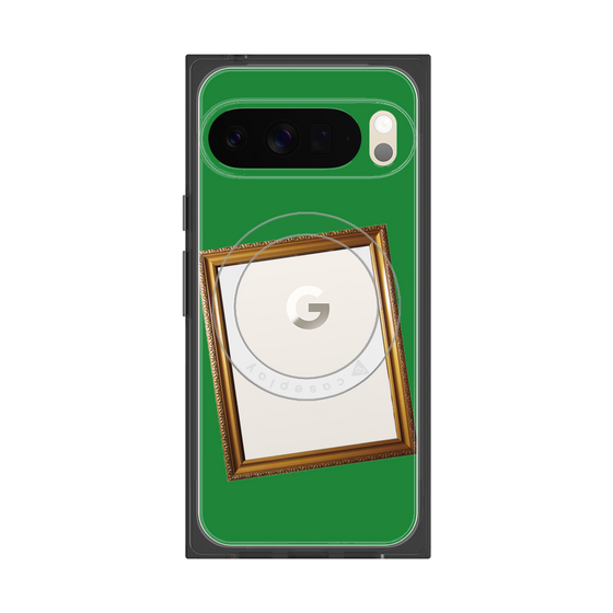 プレミアムスクエアケース with Pixelsnap［ Photo Frame - Green ］