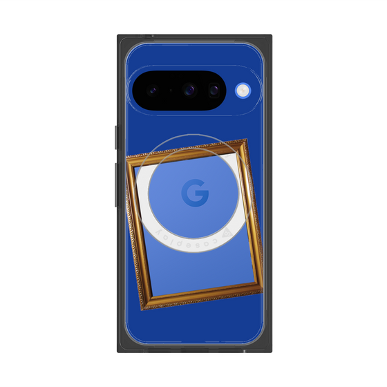 プレミアムスクエアケース with Pixelsnap［ Photo Frame - Blue ］