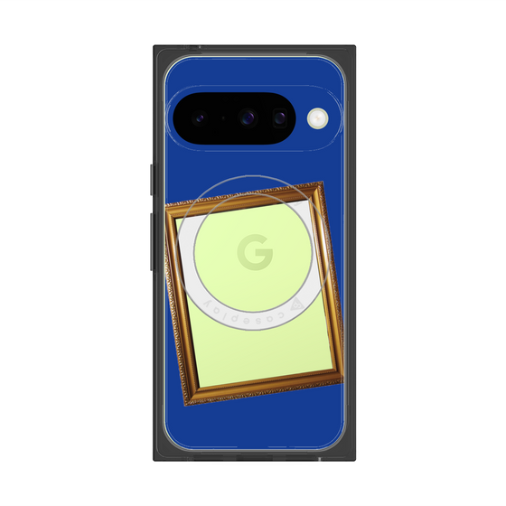 プレミアムスクエアケース with Pixelsnap［ Photo Frame - Blue ］