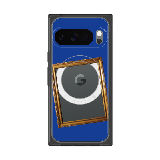 プレミアムスクエアケース with Pixelsnap［ Photo Frame - Blue ］