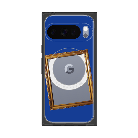 プレミアムスクエアケース with Pixelsnap［ Photo Frame - Blue ］