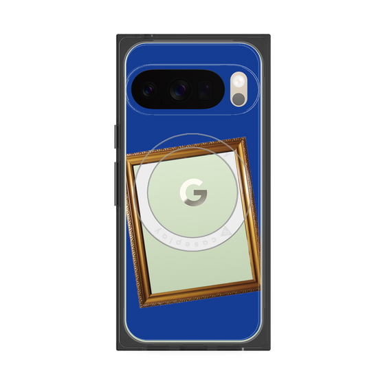 プレミアムスクエアケース with Pixelsnap［ Photo Frame - Blue ］