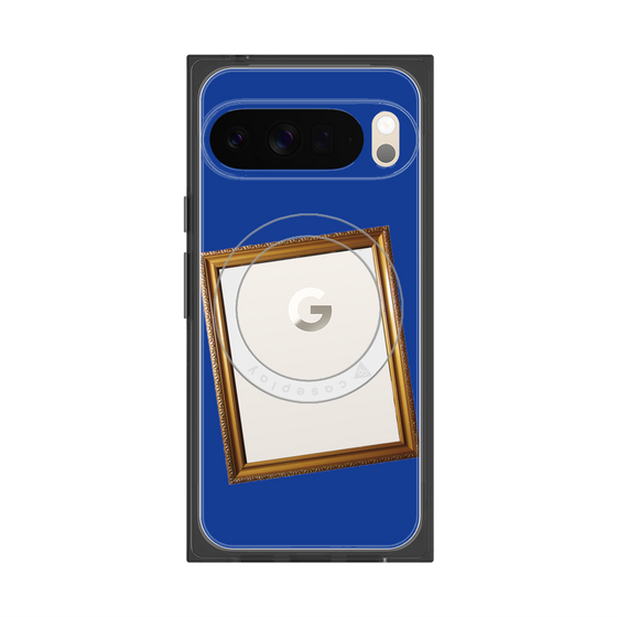 プレミアムスクエアケース with Pixelsnap［ Photo Frame - Blue ］