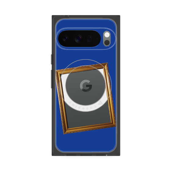 プレミアムスクエアケース with Pixelsnap［ Photo Frame - Blue ］