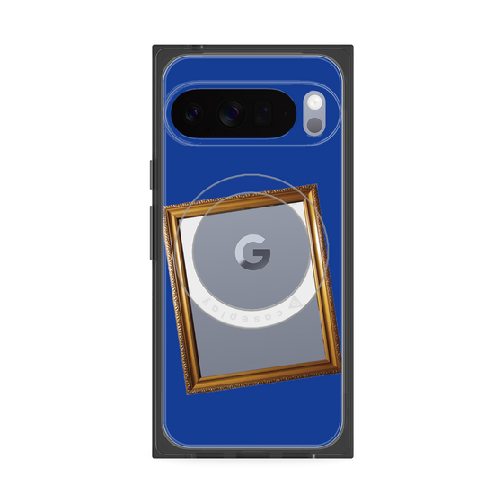 プレミアムスクエアケース with Pixelsnap［ Photo Frame - Blue ］