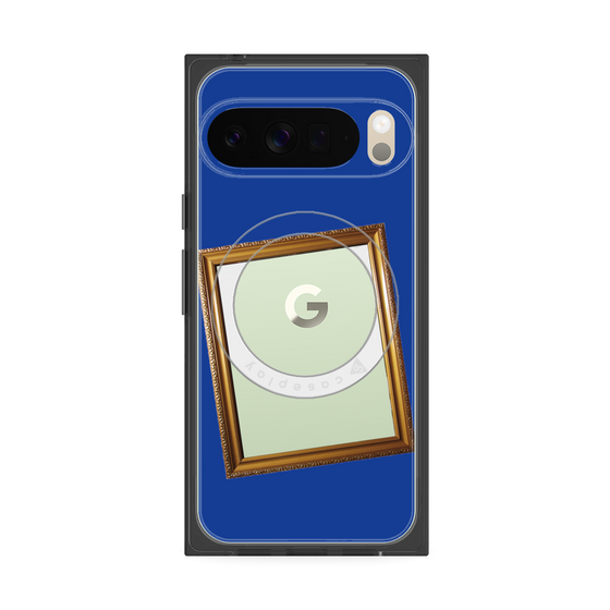 プレミアムスクエアケース with Pixelsnap［ Photo Frame - Blue ］