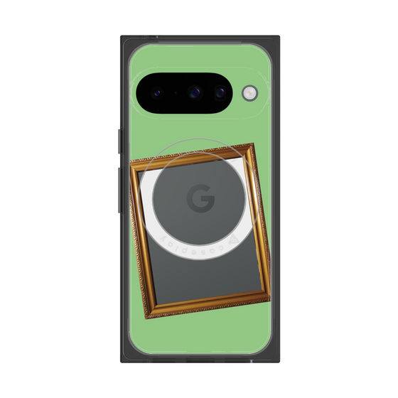 プレミアムスクエアケース with Pixelsnap［ Photo Frame - Light Green ］