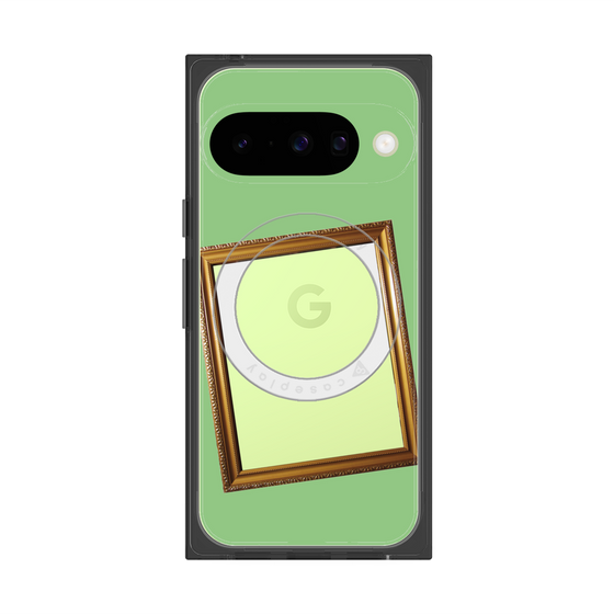 プレミアムスクエアケース with Pixelsnap［ Photo Frame - Light Green ］