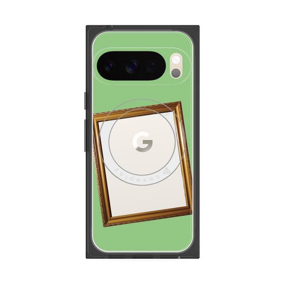 プレミアムスクエアケース with Pixelsnap［ Photo Frame - Light Green ］