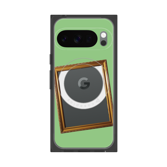 プレミアムスクエアケース with Pixelsnap［ Photo Frame - Light Green ］