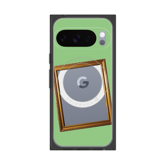 プレミアムスクエアケース with Pixelsnap［ Photo Frame - Light Green ］