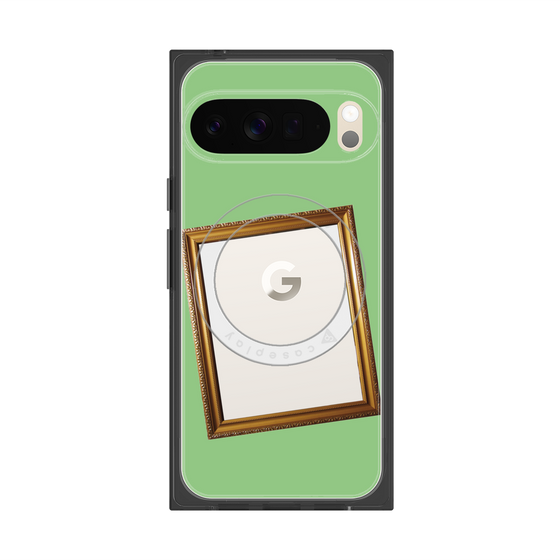 プレミアムスクエアケース with Pixelsnap［ Photo Frame - Light Green ］