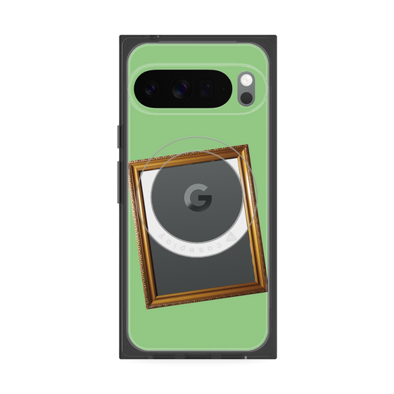 プレミアムスクエアケース with Pixelsnap［ Photo Frame - Light Green ］