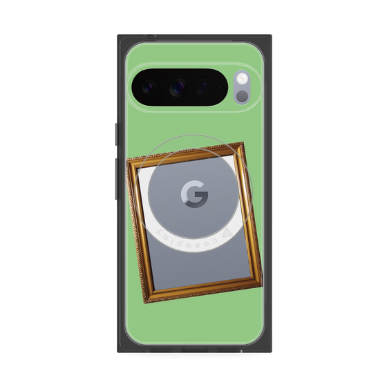 プレミアムスクエアケース with Pixelsnap［ Photo Frame - Light Green ］