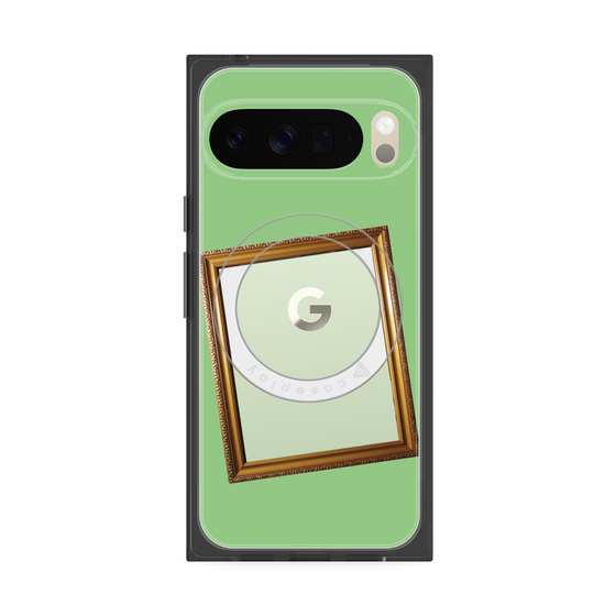 プレミアムスクエアケース with Pixelsnap［ Photo Frame - Light Green ］