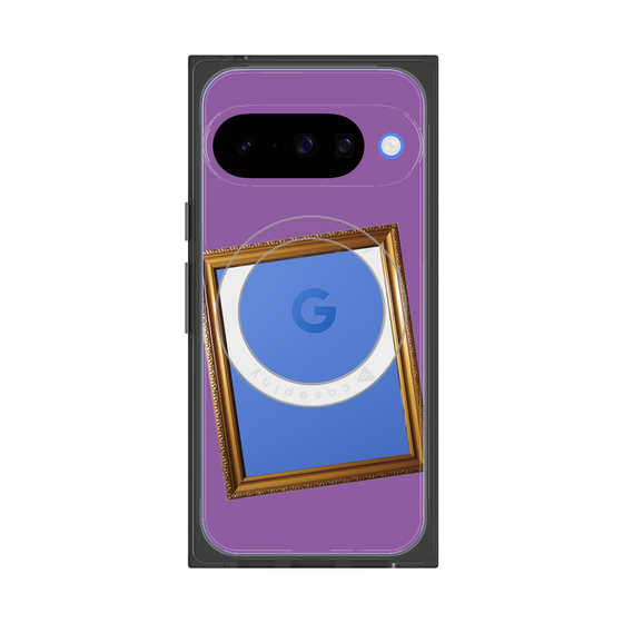 プレミアムスクエアケース with Pixelsnap［ Photo Frame - Purple ］