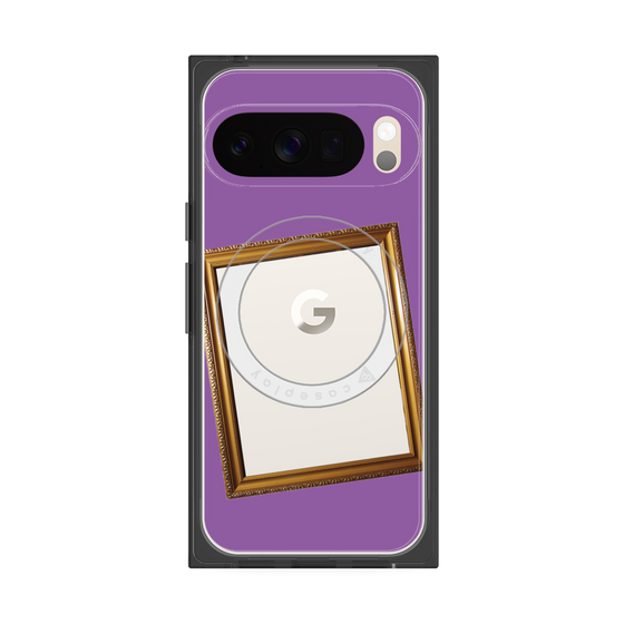 プレミアムスクエアケース with Pixelsnap［ Photo Frame - Purple ］