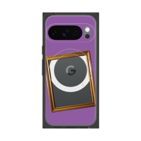 プレミアムスクエアケース with Pixelsnap［ Photo Frame - Purple ］