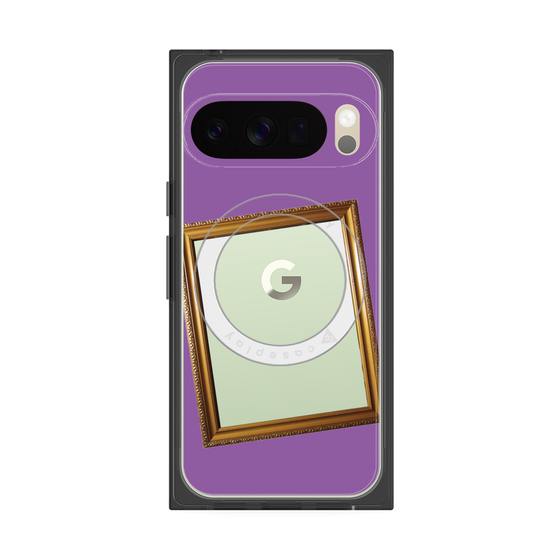 プレミアムスクエアケース with Pixelsnap［ Photo Frame - Purple ］