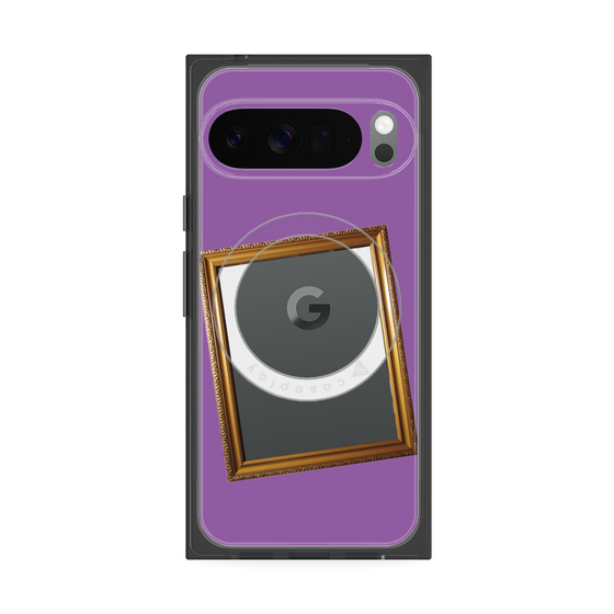 プレミアムスクエアケース with Pixelsnap［ Photo Frame - Purple ］