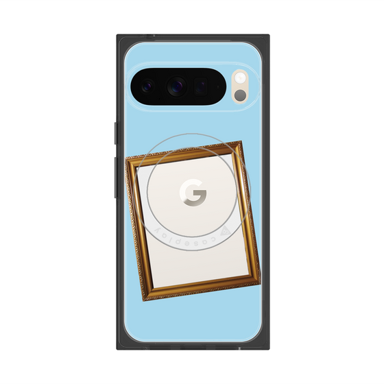 プレミアムスクエアケース with Pixelsnap［ Photo Frame - Light Blue ］