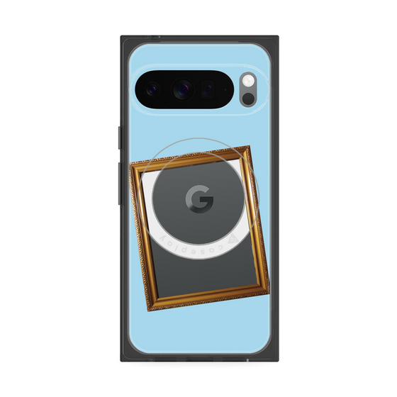 プレミアムスクエアケース with Pixelsnap［ Photo Frame - Light Blue ］