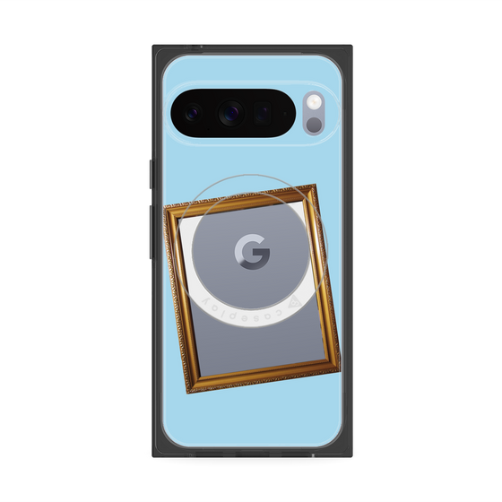 プレミアムスクエアケース with Pixelsnap［ Photo Frame - Light Blue ］