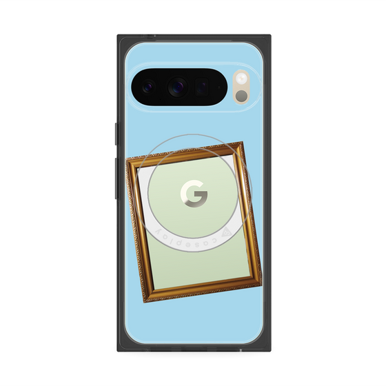 プレミアムスクエアケース with Pixelsnap［ Photo Frame - Light Blue ］
